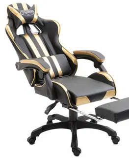 Kancelárske stoličky Herné kreslo s podnožkou umelá koža Dekorhome Oranžová