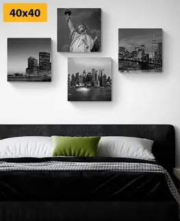 Zostavy obrazov Set obrazov New York v čiernobielom prevedení