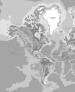 Obrazy mapy Obraz klasická mapa sveta v čiernobielom prevedení