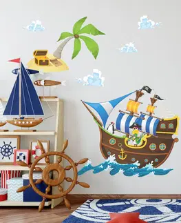 Nálepky na stenu Samolepka pre chlapca - Pirátska loď