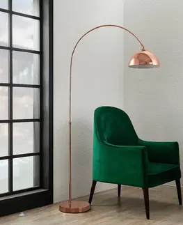 Stojacie lampy do obývačky Lindby Lindby Lennart oblúková stojacia lampa, medená