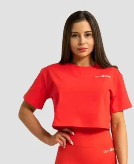 Tričká a tielka GymBeam Dámske tričko Cropped Limitless Hot Red  SS