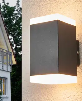 Vonkajšie nástenné svietidlá Lindby Hranaté vonkajšie nástenné LED svietidlo Hedda