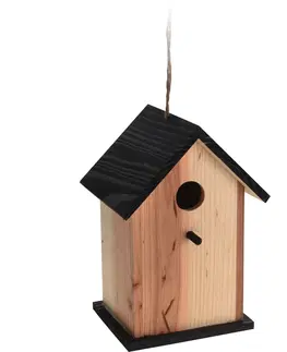 Záhradné slnečníky a doplnky Vtáčia búdka Bird house hnedá, 15,5 x 13 x 22 cm