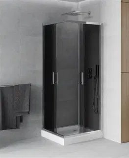 Vane MEXEN/S - Rio štvorcový sprchovací kút 80 x 80, grafit, chróm + vanička Rio 860-080-080-01-40-4510