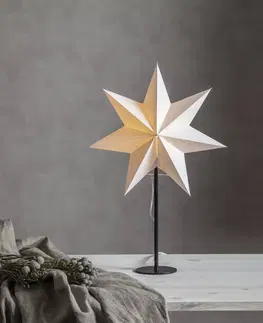 Vianočné svetelné hviezdy STAR TRADING Stojacia hviezda Mixa, kov/papier čierna/biela