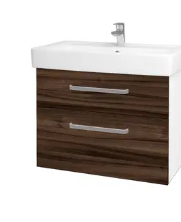Kúpeľňový nábytok Dreja - Kúpeľňová skrinka Q MAX SZZ2 80 - N01 Biela lesk / Úchytka T01 / D06 Orech 60278A