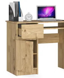 Písacie stoly Dizajnový písací stôl PIXEL90L, dub Artisan