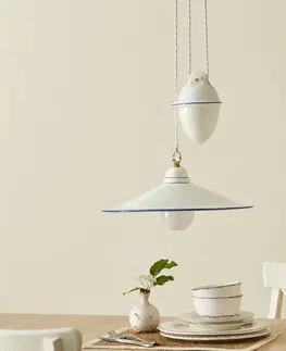 Závesné svietidlá Ceramiche Závesná lampa PIATTO so zaťažovacím závažím