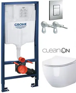 Záchody Rapid SL pre závesné WC 38528SET s chrómovou doskou + WC CERSANIT ZEN CLEANON + SEDADLO 38772001 HA1