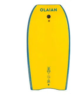 vodné športy Bodyboard 100 pevný s leashom na zápästie modro-žltý