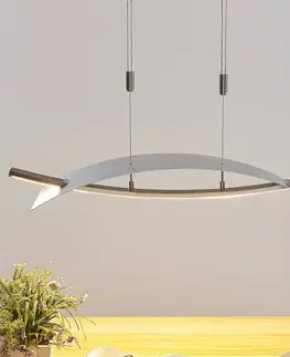 Závesné svietidlá Lucande Závesná LED lampa Marija, vodorovný pás, striebro