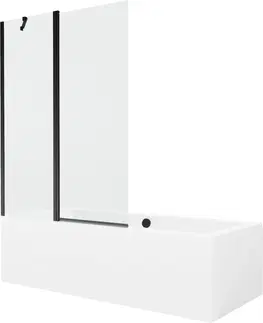 Sprchové dvere MEXEN/S - Cube obdĺžniková vaňa 170 x 80 cm s panelom + vaňová zástena 120 cm, transparent, čierna 550517080X9412117000