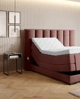 Boxspring Elektrická polohovacia boxspringová posteľ VERONA Eltap Lukso 24 - ružová