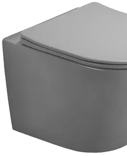 Záchody MEXEN - Lena Závesná WC misa vrátane sedátka s slow-slim, z duroplastu, svetlo šedá mat 30224061