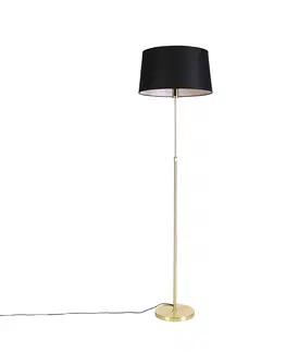 Stojace lampy Stojacia lampa zlatá / mosadz s čiernym ľanovým tienidlom 45 cm - Parte