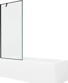 Sprchové dvere MEXEN/S - Cubik obdĺžniková vaňa 160 x 70 cm s panelom + vaňová zástena 80 cm, čierna vzor 550316070X9508007070