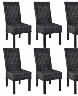 Jedálenské stoličky a kreslá Jedálenská stolička 6 ks ratan / mangovník Dekorhome Čierna