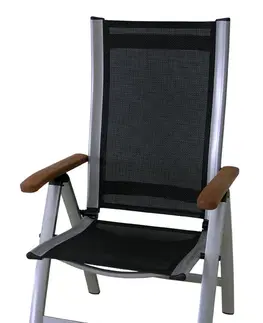 Záhradné stoličky a kreslá Sun_garden Ass comfort polohovateľné kreslo - čierne + strieborná