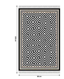 Koberce a koberčeky KONDELA Motive koberec 80x150 cm čierna / biela