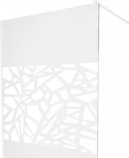 Sprchové dvere MEXEN/S - KIOTO Sprchová zástena WALK-IN 90 x 200, transparent/biely vzor 8 mm, biela 800-090-101-20-85
