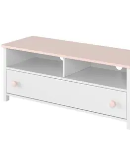 Sektorový nábytok TV stolík 1S Luna LN-13 biely/ružové