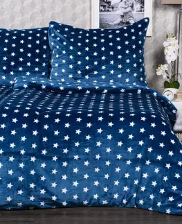 Obliečky 4Home obliečky mikroflanel Stars modrá, 140 x 220 cm, 70 x 90 cm, 140 x 220 cm, 70 x 90 cm