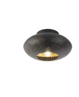 Stropne svietidla Orientálna stropná lampa čierna so zlatou 25 cm - Radiance