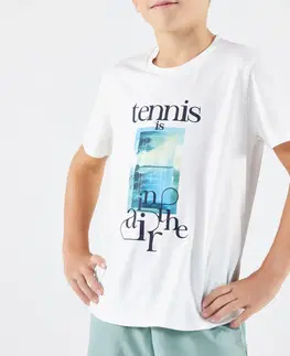bedminton Detské tenisové tričko TTS Essential Tennis is in the Air biele ​