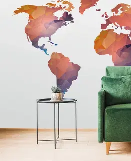 Samolepiace tapety Samolepiaca tapeta mapa sveta v odtieňoch oranžovej