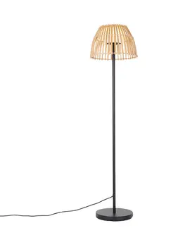 Vonkajsie osvetlenie Vidiecka stojaca lampa čierna s bambusom vrátane LED - Kaiser