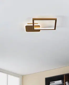 Stropné svietidlá EGLO LED stropné svietidlo Gafares s diaľkovým ovládaním hranaté zlaté