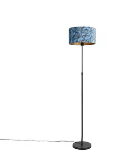 Stojace lampy Stojacia lampa čierna s velúrovým odtieňom motýle 35 cm - Parte