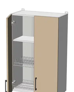 Kuchynské skrinky horná vysoká skrinka s odkvapkávačom š.80, v.92, Modena WD8092, grafit / biely mat