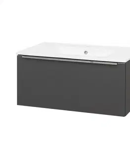 Kúpeľňový nábytok MEREO - Mailo, kúpeľňová skrinka s keramickým umývadlom 81 cm, antracit, chróm madlo CN536
