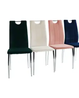 Stoličky Jedálenská stolička, modrá Velvet látka/chróm, OLIVA NEW