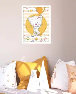 Obrazy do detskej izby Obraz zaľúbenej mačičky do izby pre deti