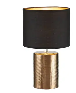 Stolové lampy FISCHER & HONSEL Stolová lampa Bronz, valcovitá, čierna/bronzová