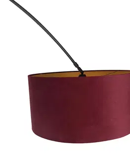 Oblúkové lampy Oblúková lampa čierny zamatový odtieň červený so zlatom 50 cm - XXL