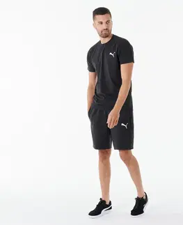 fitnes Bavlnené pánske tričko na fitnes s krátkym rukávom čierne
