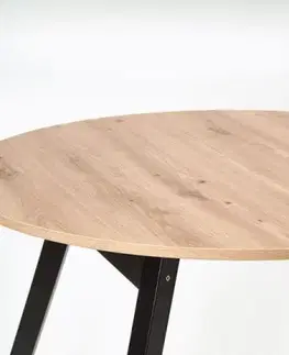 Jedálenské stoly HALMAR Ruben okrúhly rozkladací jedálenský stôl dub artisan / čierna
