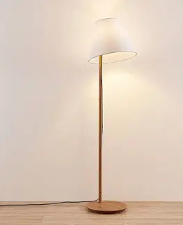 Stojacie lampy Lucande Lucande Jinda stojaca lampa, drevo, bílá barva