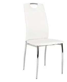 Stoličky Jedálenská stolička, ekokoža biela/chróm, ERVINA