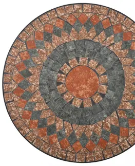 Záhradné jedálenské sety Mozaikový bistro set 3 ks keramika Dekorhome Tehlová