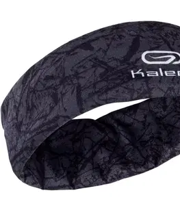 bežecké oblečenie Unisex multifunkčný bežecký nákrčník/čelenka Kiprun čierny so sivým vzorom