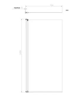 Sprchové dvere OMNIRES - KENTON Jednokrídlová vaňová zástena, 70 cm chróm / transparent /CRTR/ MP75CRTR