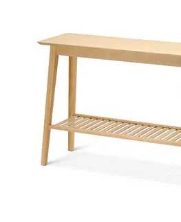 Furniture Konzolový stolík s 2 odkladacími plochami z jaseňového dreva