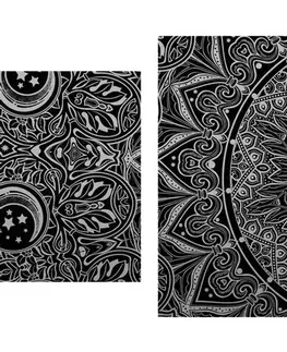 Čiernobiele obrazy 5-dielny obraz orientálna Mandala v čiernobielom prevedení