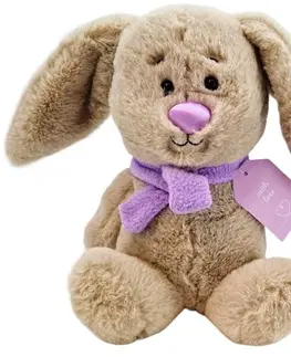 Plyšové hračky TM TOYS - Zajac plyšový s fialovým šálom a visačkou 23cm