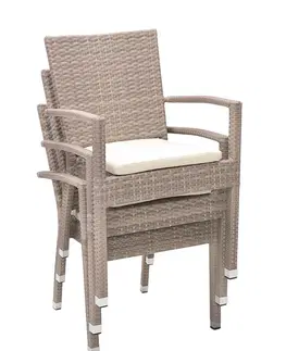 Záhradné stoličky a kreslá DEOKORK Záhradné ratanové kreslo NAPOLI s poduškou (sivo-béžová)